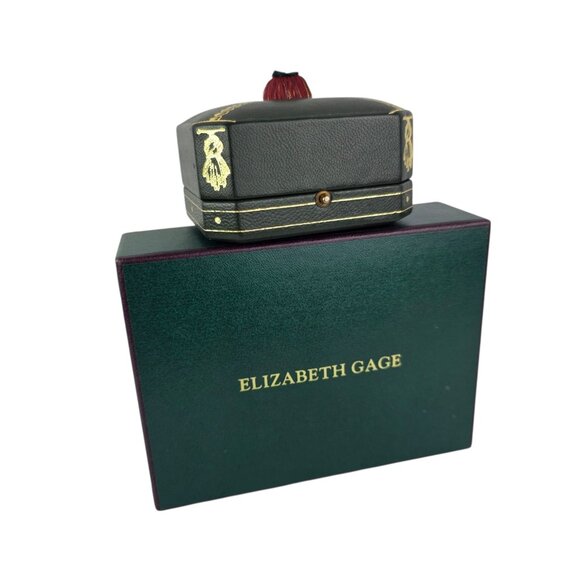 Authentic Elizabeth Gage Empty Green Jewelry Box & Case
